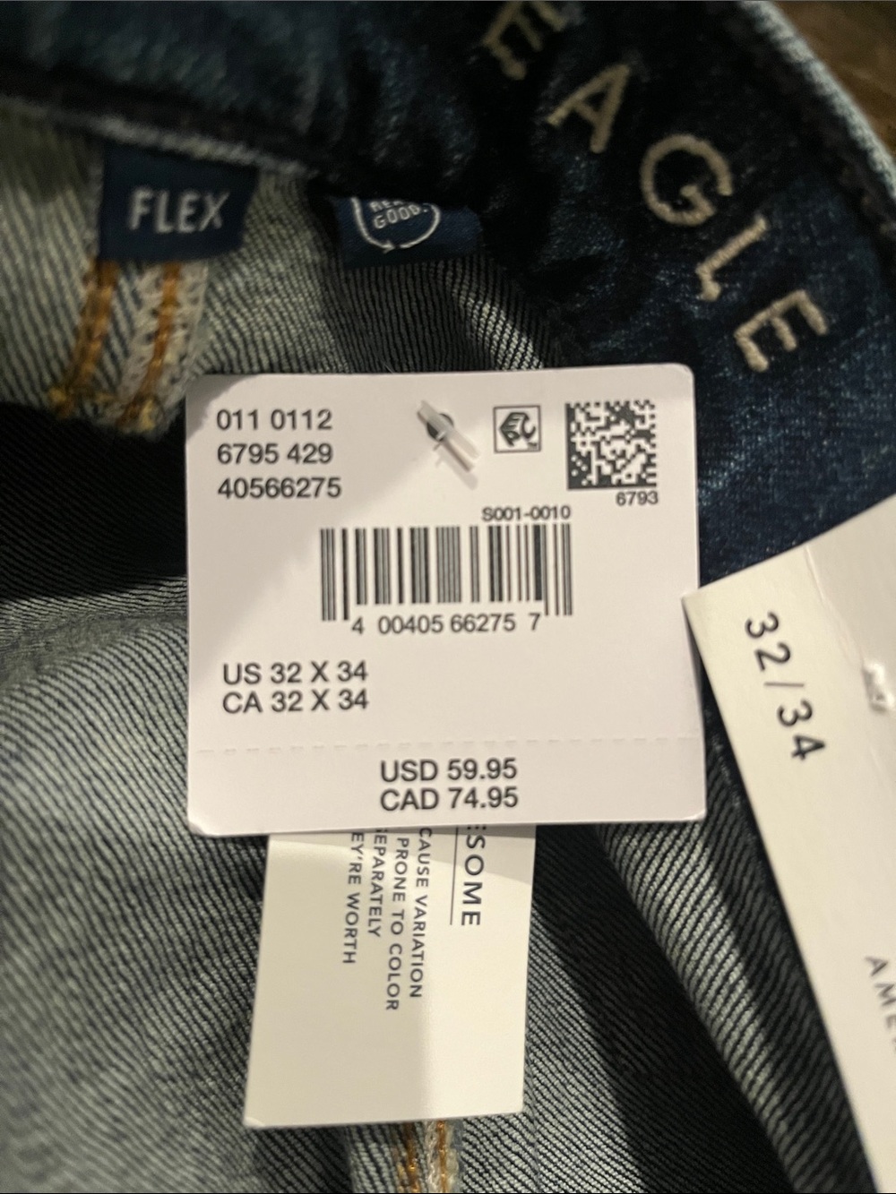American Eagle NWT Easy Flex Relaxed Straight After Midnight Men’s Jeans 32/34 - Picture 4 of 4